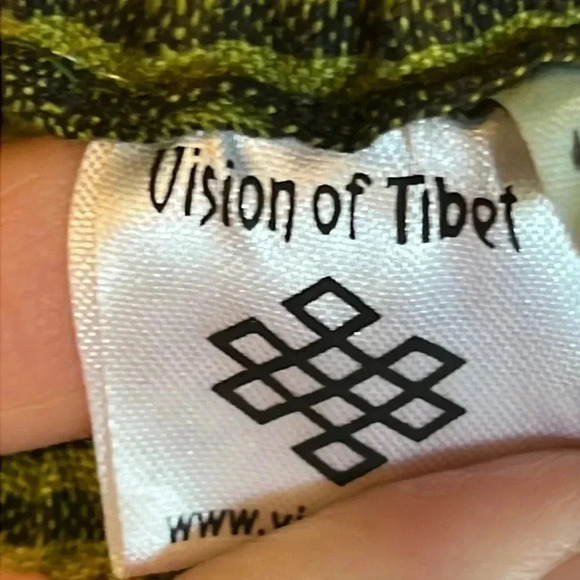 Vision of Tibet Womens pants joggers S/M green stretch waist boho cottagecore - Picture 8 of 9